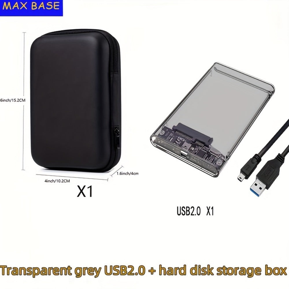 2.5 Inch External Hard Drive Enclosure USB 2.0 to SATA III Converter - Supports Up to 6TB HDD SSD, UASP High-Speed Transfer, Tool-Free Installation, ABS, Compatible with 7mm & 9.5mm Drives (Drive Not Included)