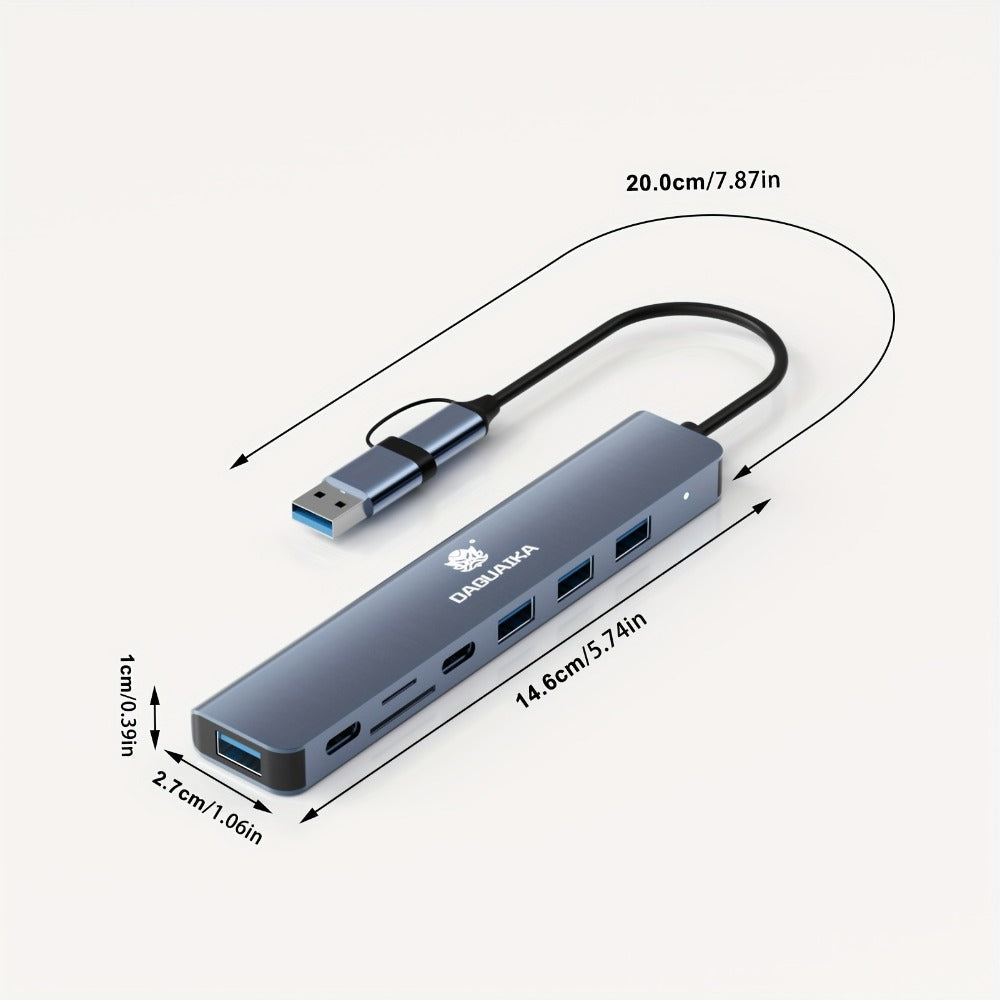 USB-C Hub Multiport Adapter with Audio Output, USB 3.0, USB 2.0, SD & TF Card Reader – Multi-Port Docking Station Splitter for MacBook Pro, Laptop, PC, Plug & Play