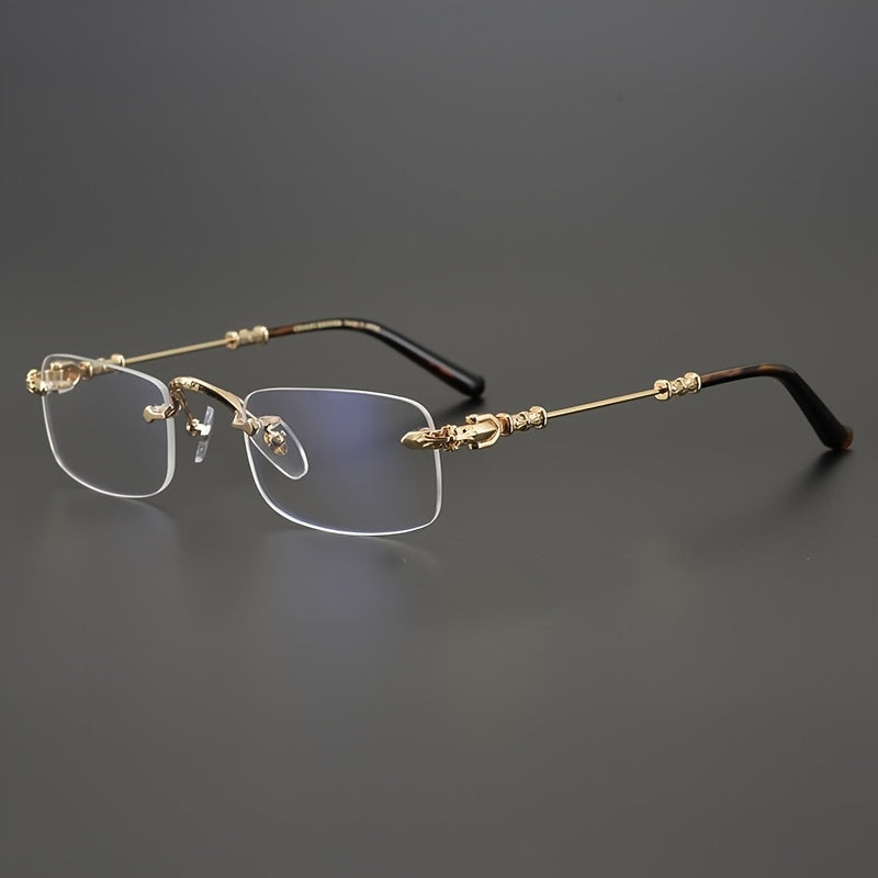 Fashion Glasses - Frameless Vintage Square for Men & Women HD Transparent Lenses, Zinc Alloy - product detail view 13