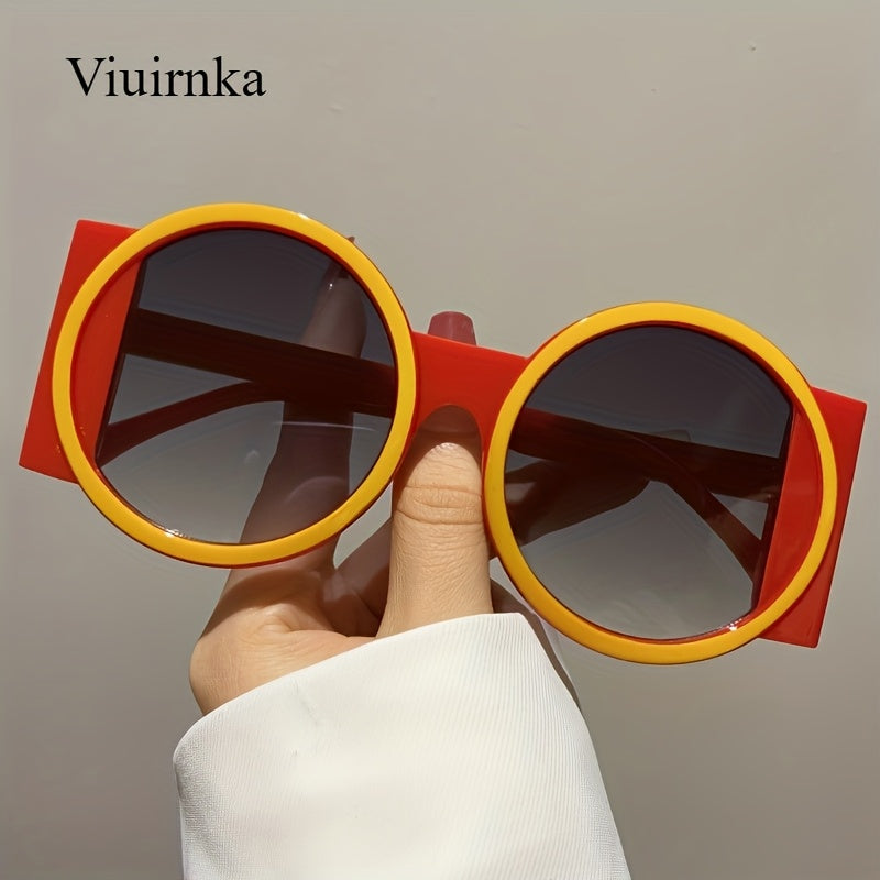 Fashion Sunglasses - Color Block Round Unisex Retro Minimalist Glasses for Beach Vacation - product detail view 35