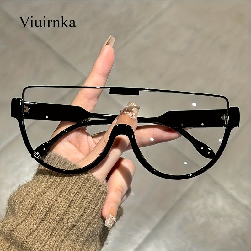 Fashion Sunglasses - Oversized Unisex Semi-Circular Glare Resistant Trendy Shades 5 Lens Colors - product detail view 25