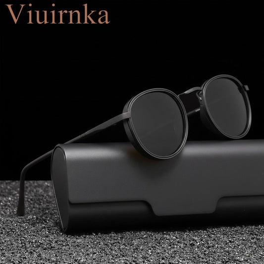 Fashion Sunglasses - Round Metal Polarized Unisex TAC Lens UV Protection, Lightweight Durable - product detail view 2