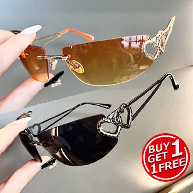 Fashion Sunglasses - Y2K Rimless 2 Pack for Couples Retro Frameless Mercury Mirror Lens Glasses - product detail view 12