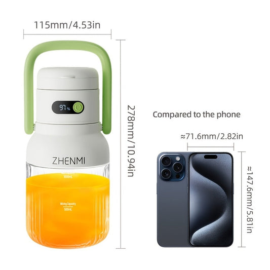 Cordless Portable Blender 33oz USB Rechargeable - Ice Crushing Blender for Smoothies & Shakes, Wireless Personal Blender for Travel Gym Office, BPA-Free, Green Purple Pink