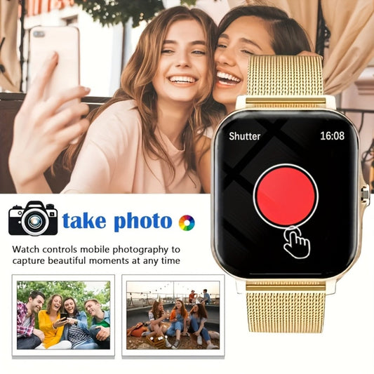 Smartwatch Gift with Metal Strap, Wireless Calling, Music Player and App Alerts in Four Colors