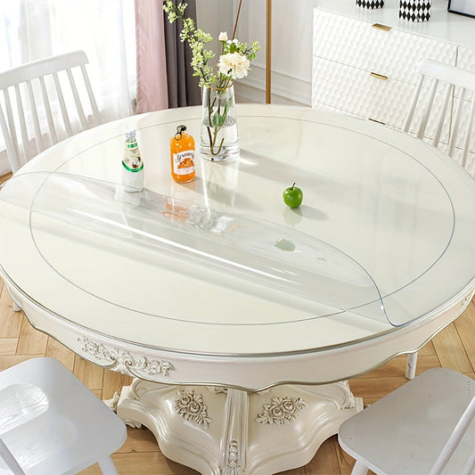 Round Clear PVC Table Cover Protector – 1.5mm Thick Vinyl Tablecloth Pad, Waterproof, Heat-Resistant, Easy to Clean, for Dining & Coffee Tables