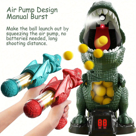 Dinosaur Shooting Toy Set for Kids – Air Pump Foam Bullet Blaster with Moving Dinosaur Targets | Twin Pistol, Family Pack & Launcher Editions | Hand-Eye Coordination | Ages 3-9 Gift