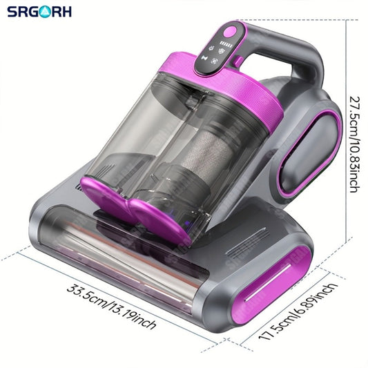Mattress Vacuum Cleaner Handheld Bed Cleaner – 16KPa Strong Suction with UVC Light & Hot Air Heating, Deep Clean for Pillows, Sofa, Crib & Pet Hair, Double Cup Design, White or Purple