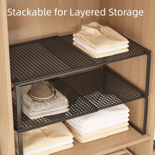 Metal Storage Rack Adjustable Expandable Shelving Unit for Kitchen Bedroom Wardrobe Closet Organization Heavy Duty Stackable Metal Shelf