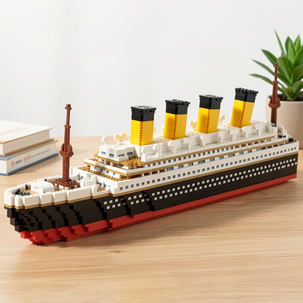 Ocean Liner Cruise Ship Building Block Model with 3,000-Plus Pieces and 26.2-Inch Display Length for Adults
