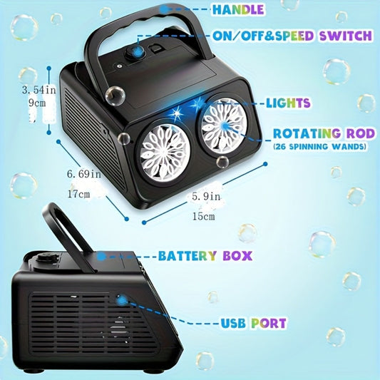 Electric Bubble Machine for Kids Toddlers – Dual Fan 20000+ Bubbles Per Minute with Bubble Solution Included, Battery Operated Outdoor Bubble Blower Toy for Boys Girls Ages 3+, Birthday Party Gift