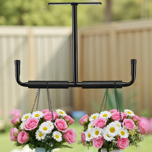 Heavy-Duty Ceiling Garage Storage Hook Rack – Overhead Ladder Hanger with Anti-Slip Foam, Space-Saving Ceiling Mount for Ladders, Hoses & Tools, 2/4pcs
