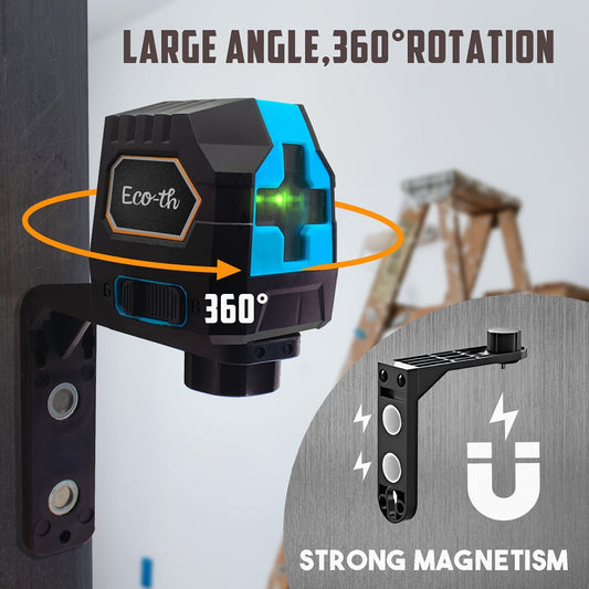 Laser Level Self Leveling 100ft 30m Two Line 360 Degree Magnetic Base Manual Pulse Mode Adjustable Brightness for Construction Tile Flooring Picture Hanging DIY Home Projects