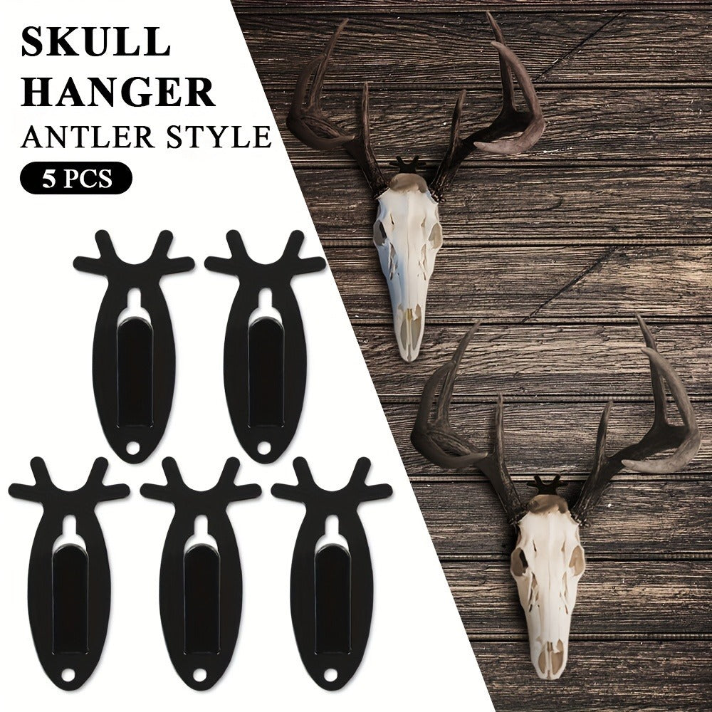 Five-Piece Deer-Head Wall Hook Set with Antler-Inspired Shape for Entryway or Bedroom Storage