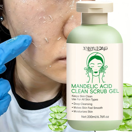 Aloe Vera Rose Exfoliating Gel with Mandelic Acid — Gentle Daily Face & Body Scrub for Deep Pore Cleansing, Hydration & Smooth Radiant Skin, All Skin Types, 200ml