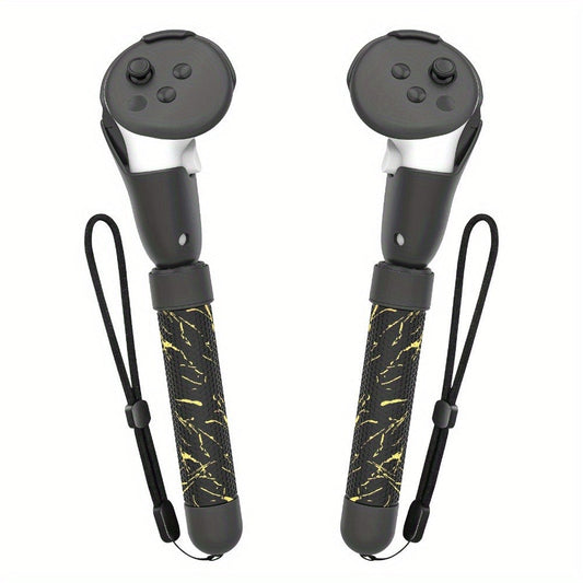 Meta Quest 3S Controller Handle Extension Grips – 3-in-1 VR Handle Attachments for Beat Saber, Golf+, Tennis & More, Anti-Slip ABS Grip with Safety Wire, Compatible with Meta Quest 3S & Quest 3
