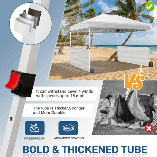 Pop Up Canopy Tent 10x10 FT One-Push Setup UPF50+ with Sidewalls