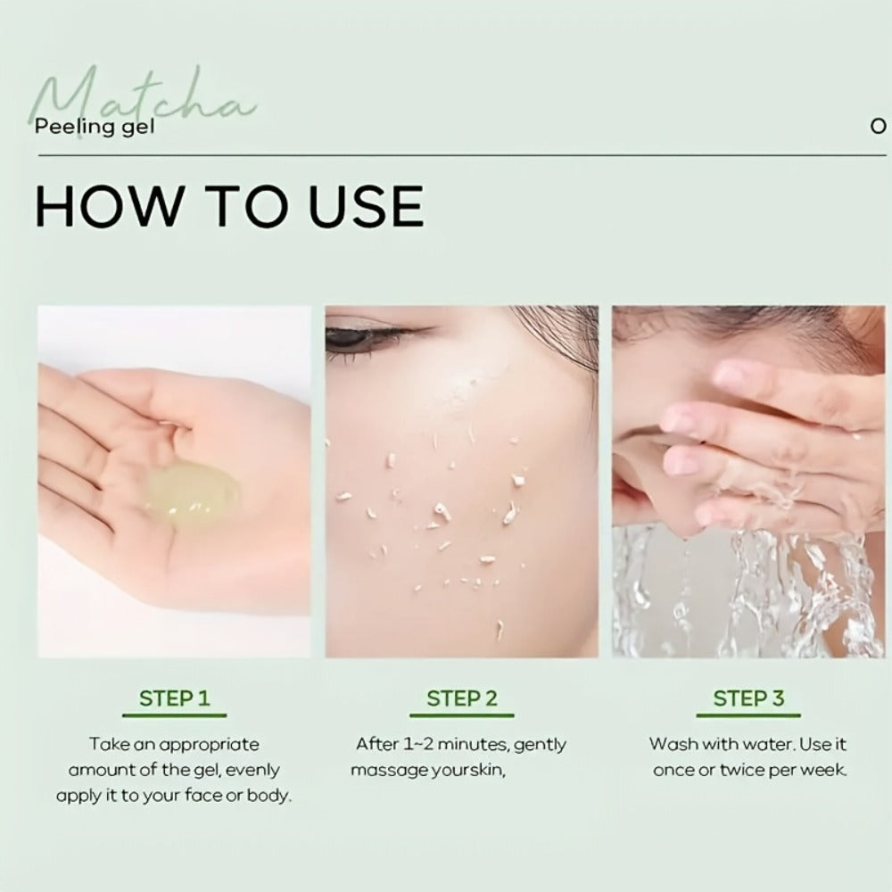 Matcha Peeling Gel Face Scrub with Tea Tree Salicylic Acid Exfoliating Moisturizing Alcohol Free Facial Exfoliator for Women Men Acne Oily Dull Skin All Skin Types 60g 2pcs