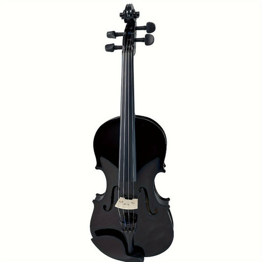 Full Size 4/4 Violin Kit, Black Beginner Violin with Hard Case and Bows detail image