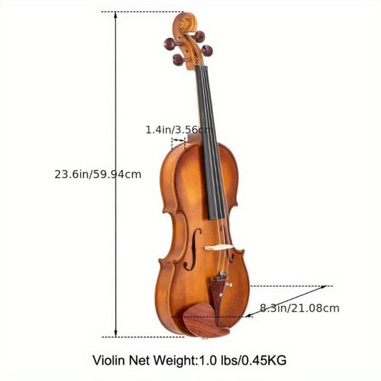 Full Size Violin, 145cm, 60cm, GV103, Matte, Natural for Lessons and Practice detail image