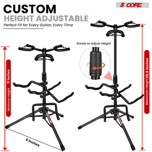 Guitar Stand, Foldable, Adjustable, Core, Triple for Holding And Displaying Guitars detail image