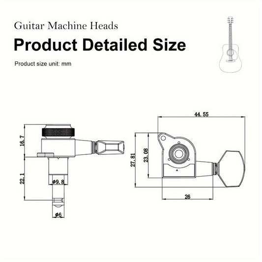 Guitar Tuning Peg Set, 6pcs, 6 pcs, SAPHUE, Premium for Replacing Guitar Tuning Hardware detail image
