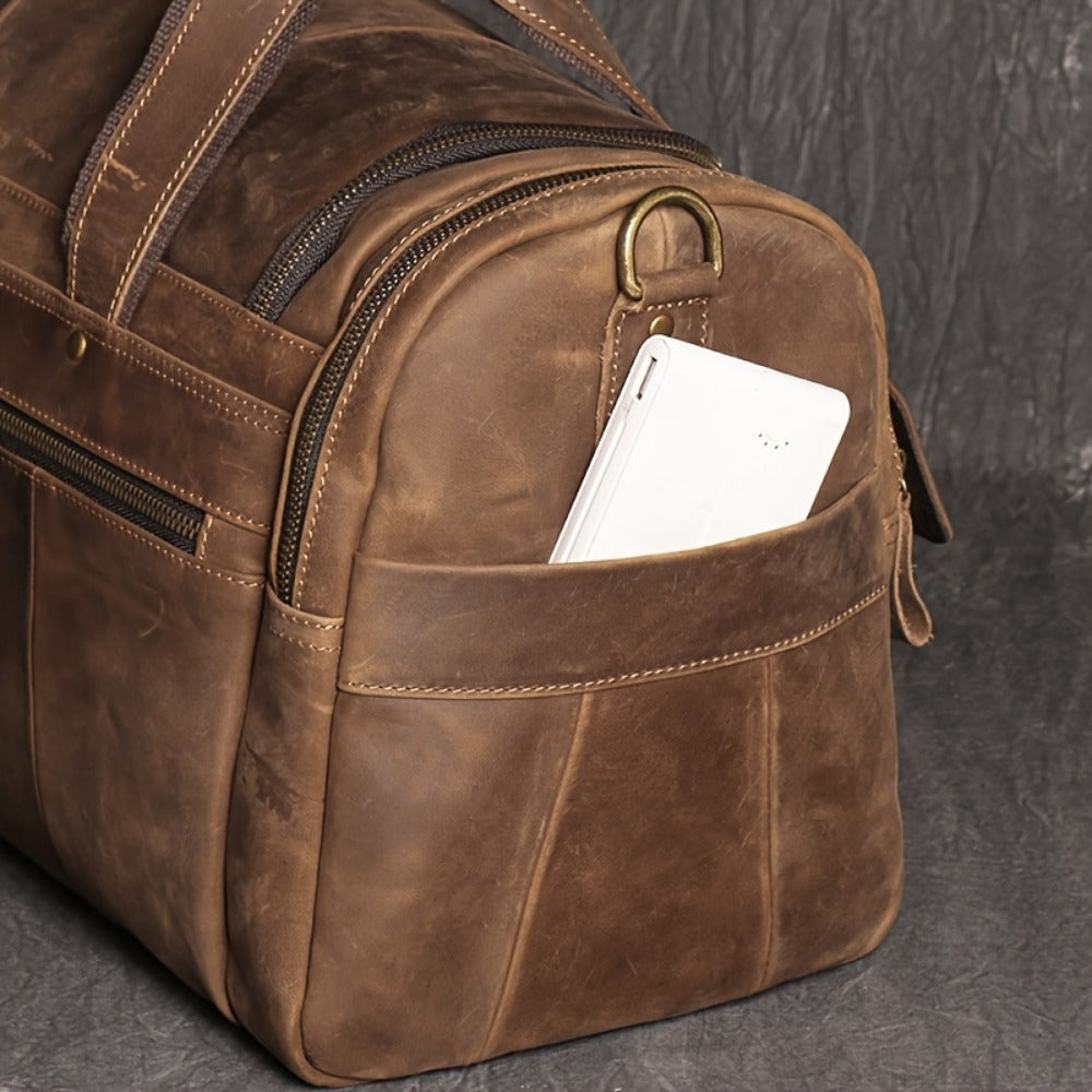 Gym Duffel Bag – Genuine Leather, Large Capacity, Multi-Pocket, for Travel & Work – detail view 27