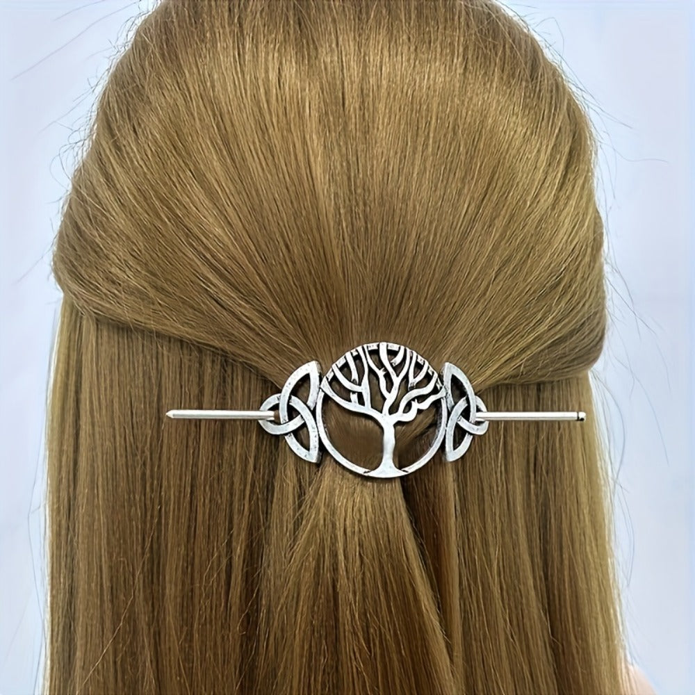 Hair Clips for Women - Viking Set 7pcs Celtic Tree of Life Antique Silver Norse Mythology Boho - product detail view 7
