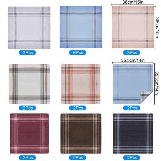 Handkerchiefs - Men's Cotton 24pcs Classic Retro Stripes Plaid Reusable Square Hankies - product detail view 2