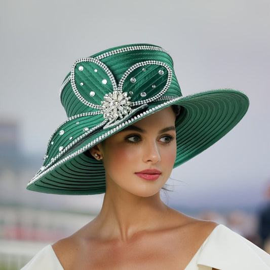 Hats - Handmade Ladies Church Hat - Elegant Decorated Women Fascinator Hat for - product detail view 2