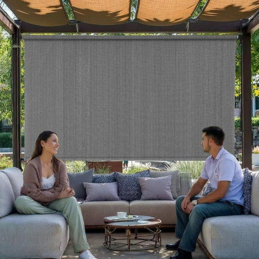 HDPE Outdoor Patio Roller Shade with UV Protection and Added Privacy detail image