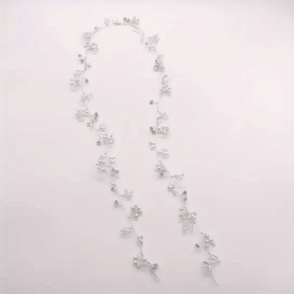Headband for Women - Pearl Rhinestone Bridal Silver Soft Chain Imitation Pearl Hair Band - product detail view 8