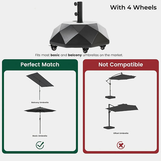 Heavy-Duty HDPE Umbrella Base with Rolling Wheels for Outdoor Shade and Protection detail image