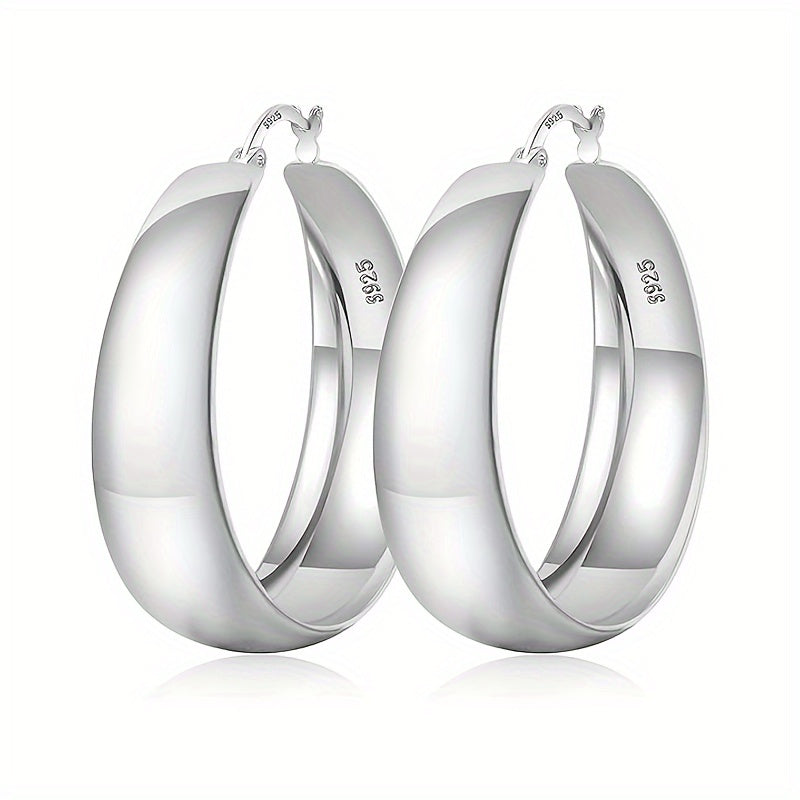 Hoop Earrings for Women - Chunky 925 Sterling Silver - Wide Thick Hypoallergenic Large for , Bold - product detail view 20