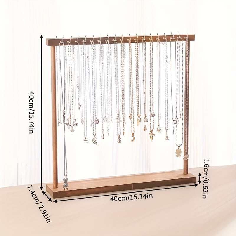 Jewelry Display Stand - Necklace Multi-Hook Rustic Rack Tabletop Organizer for Home, Boutique & - product detail view 8