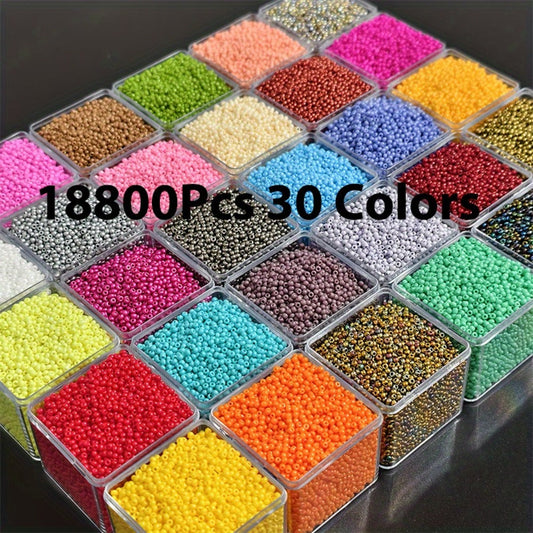 Jewelry Making Beads - Seed 18800pcs 30 Colors 1.8mm Czech Resin Round Spacer Mixed Pack for DIY - product detail view 2