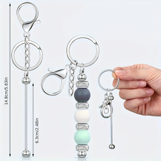 Jewelry Making Kit - Keychain Blanks Beadable Stainless Steel 12 & 24pcs DIY Beaded Keychain - product detail view 2