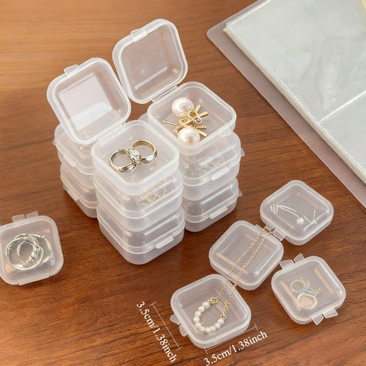 Jewelry Organizer - Clear Plastic Storage Boxes Stackable with Handle Portable Travel for - product detail view 2