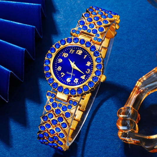 Jewelry Set with Watch - Quartz for Women 5 Piece Elegant Light Luxury Fashion & Blue Heart - product detail view 2