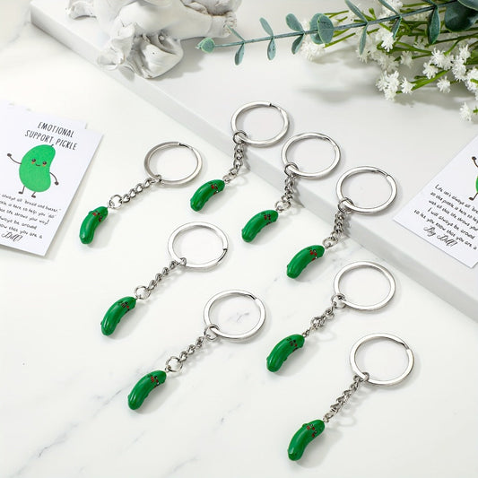 Keychain - Cucumber Bulk 25 Pack | Funny Inspirational Resin with Support Card Cute - product detail view 2