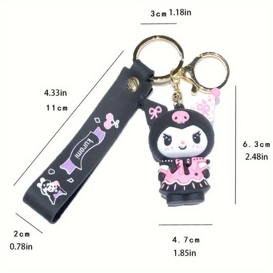 Keychain - Kuromi Pendant | Sanrio Character Doll Key Ring, Cute Anime Charm Hanging - product detail view 2