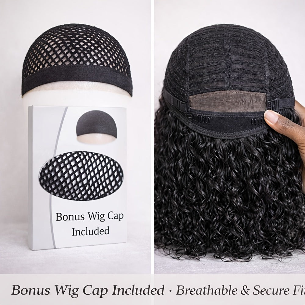 Lace Front Wig - Deep Wave for Women - 24 Inch Water Wave Synthetic Hair, Natural Black - product detail view 15