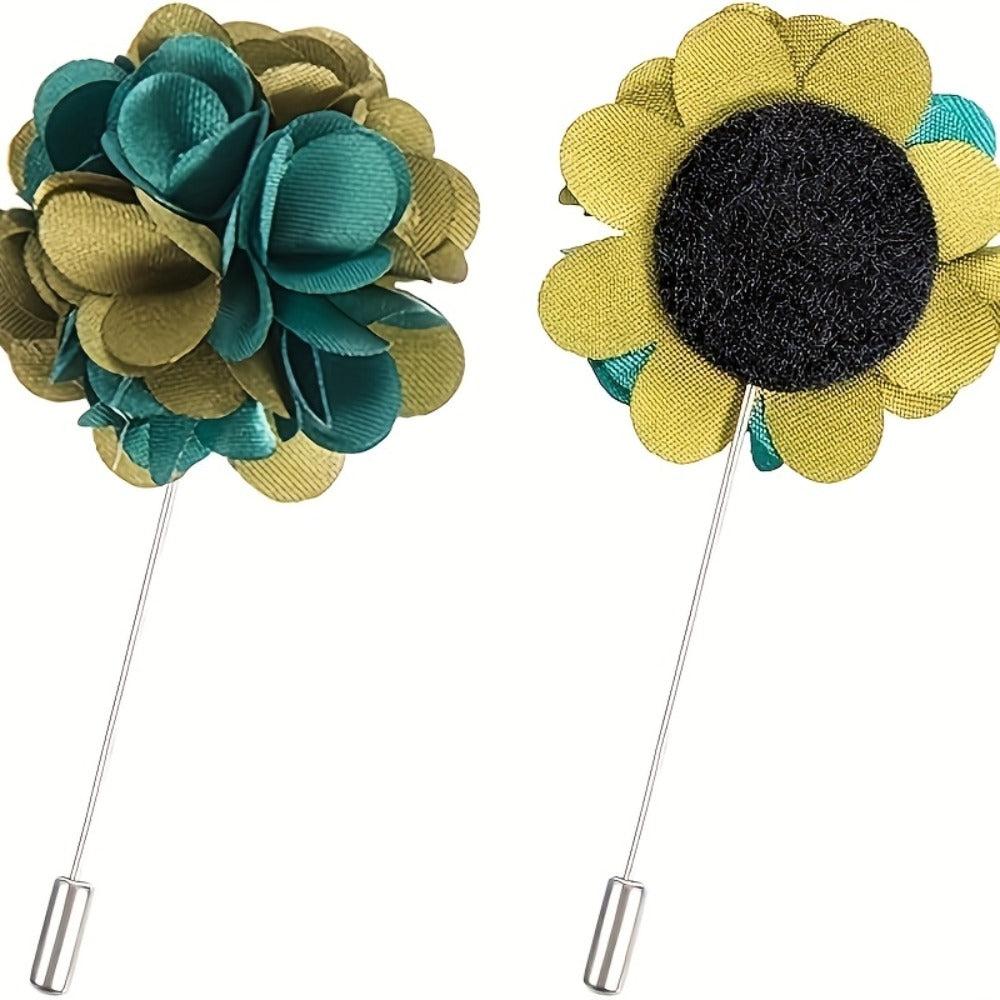 Lapel Pins & Boutonnieres - Boutonniere for Men 15pcs Handmade Satin Flower Pin Set with Gift Box - product detail view 5