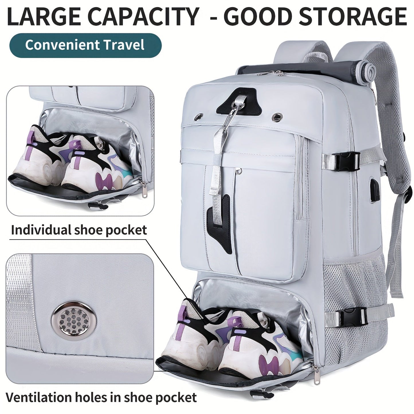 Laptop Backpack – 15.6 Inch, USB Charging, Large Capacity, for Travel – detail view 18