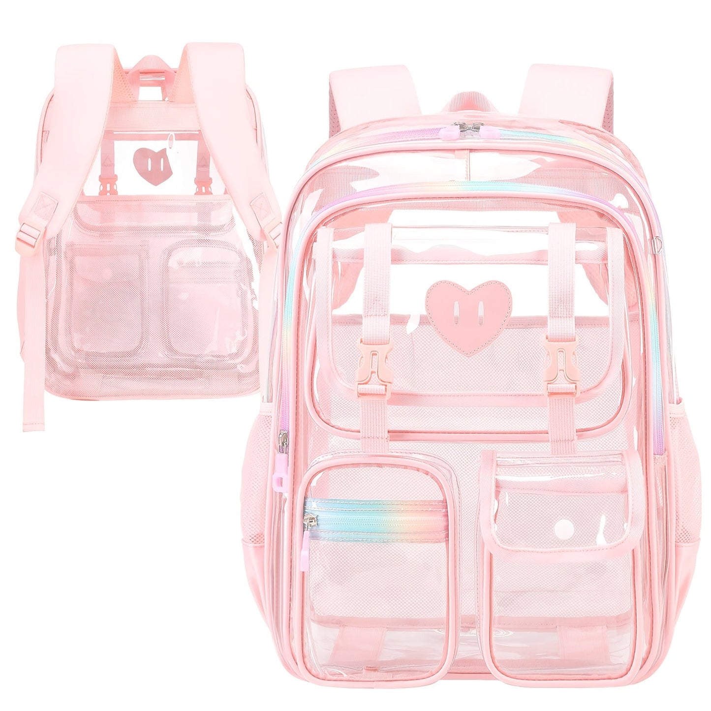 Laptop Backpack – PVC, Clear, Transparent, Multi-Pocket – detail view 15