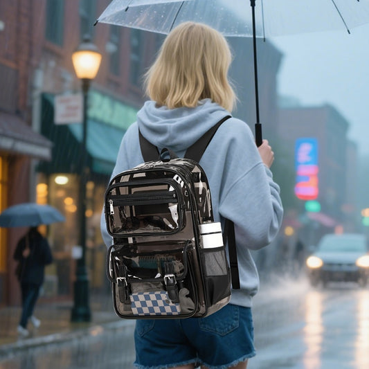 Laptop Backpack – PVC, Clear, Large Capacity, Transparent – detail view 3