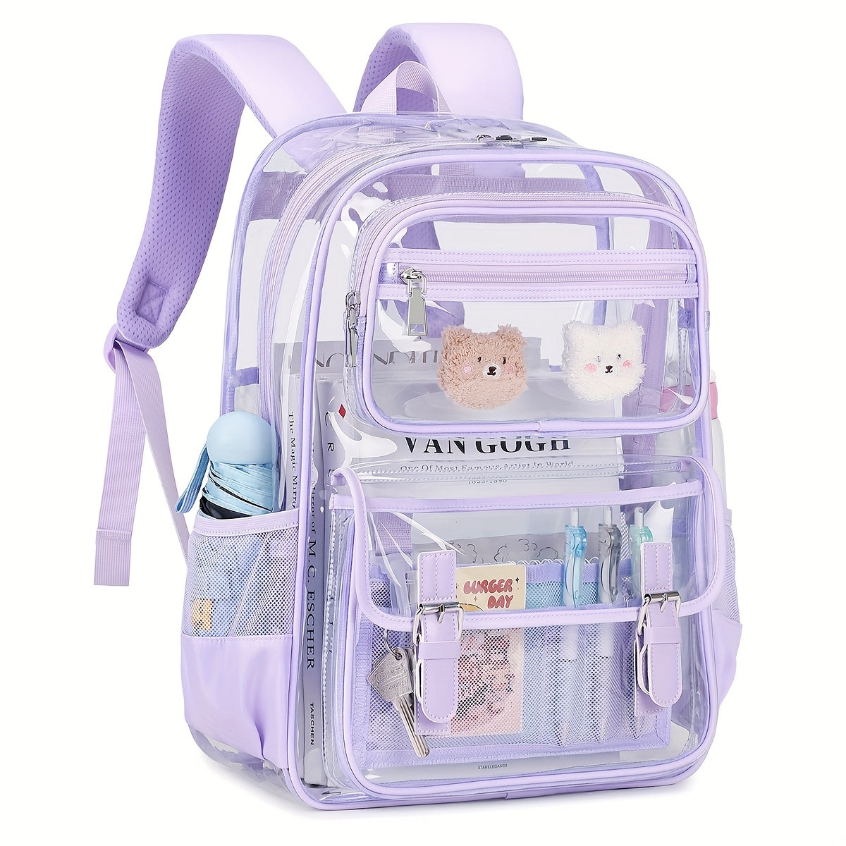 Laptop Backpack – PVC, Clear, Large Capacity, Transparent – alternate view