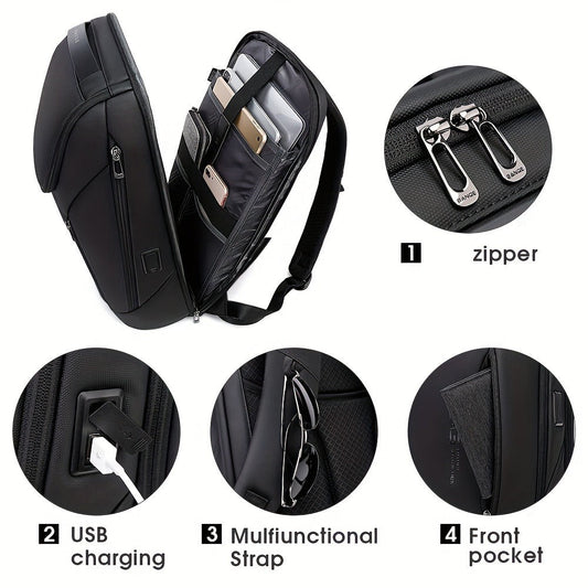 Laptop Backpack – USB Charging, Large Capacity, Trolley Sleeve, for Travel & Work – alternate view