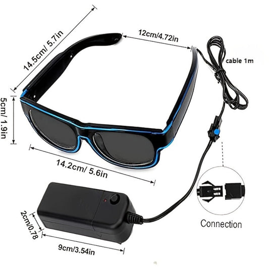 LED Light-Up Glasses, Adjustable EL Wire Eyewear for Festivals and Parties detail image