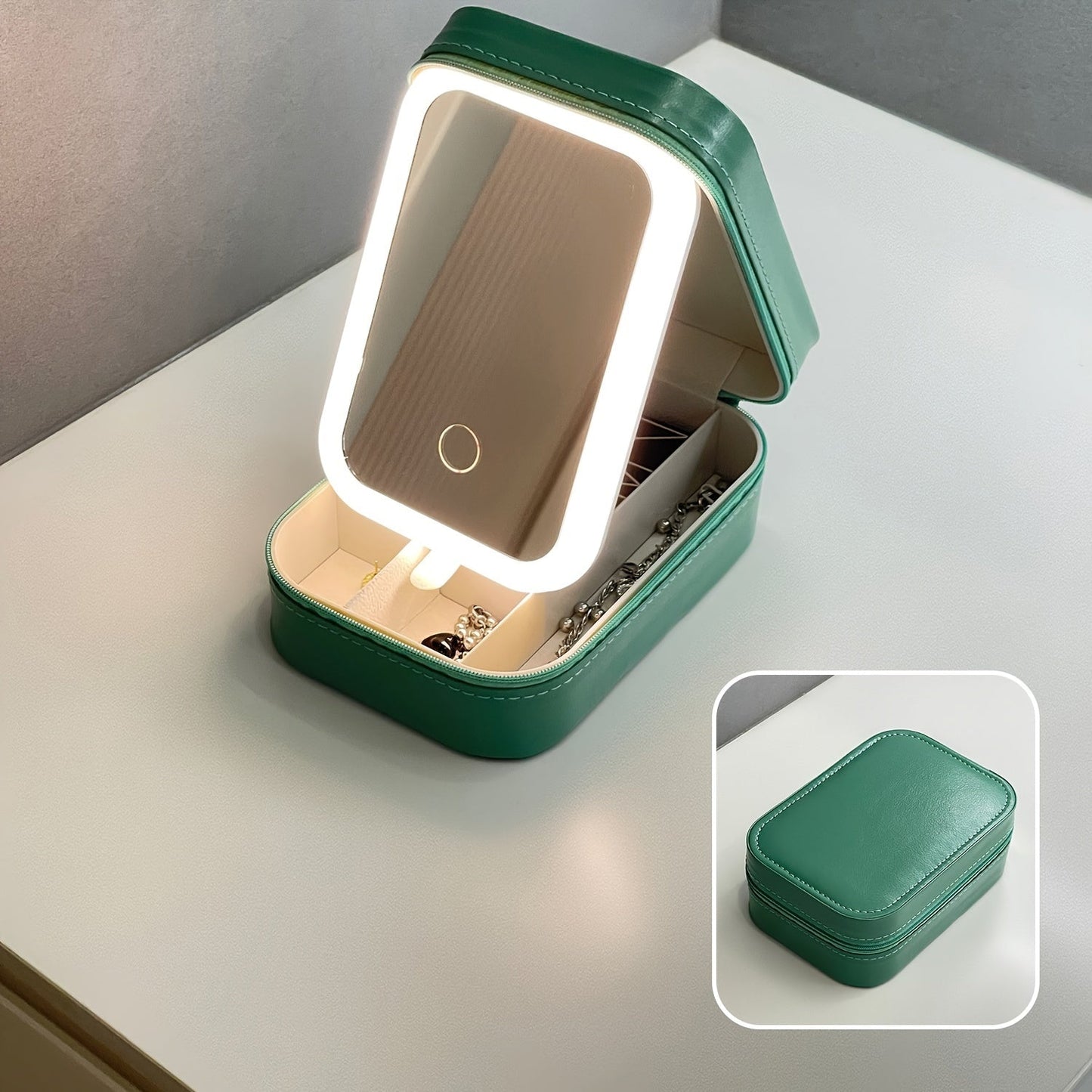 Makeup Bag - Travel with LED Mirror Jewelry Box Portable Rechargeable 3 Color - product detail view 20